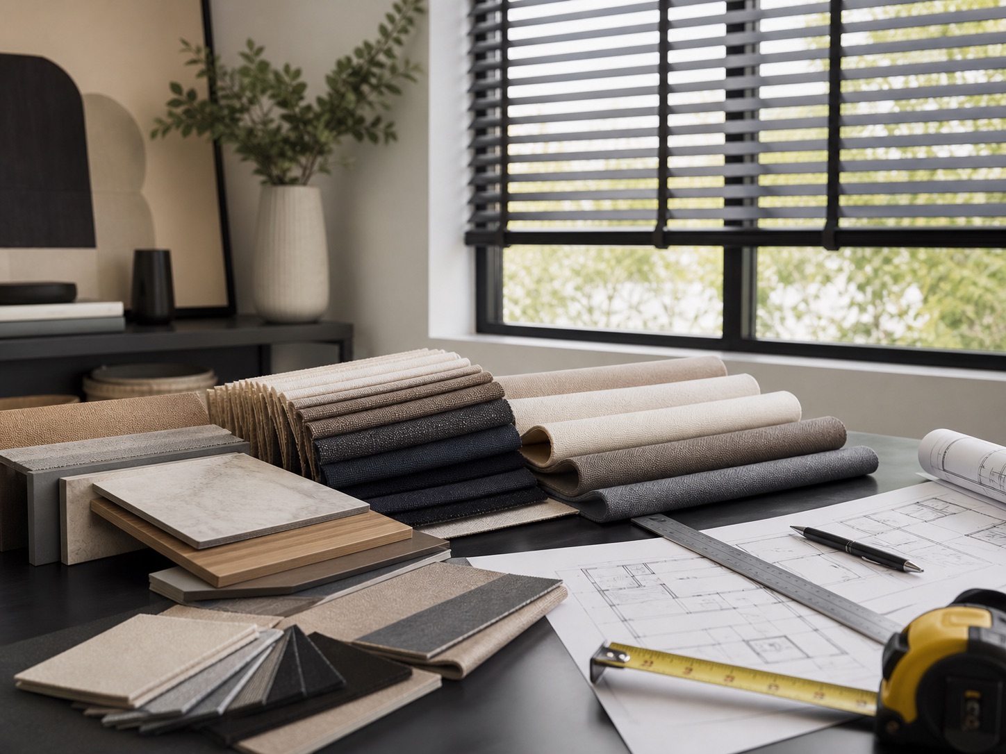 Interior design samples and blinds specification for a project
