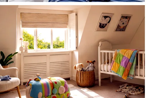 Shutter and shade shutters in a nursery