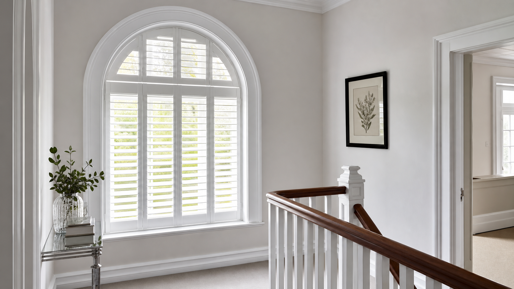 Special shaped shutters on an arched window