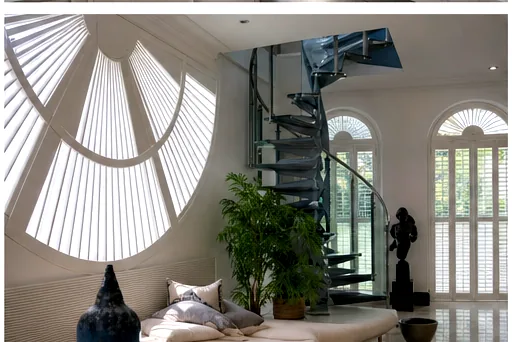 Special shaped shutters on an arched window