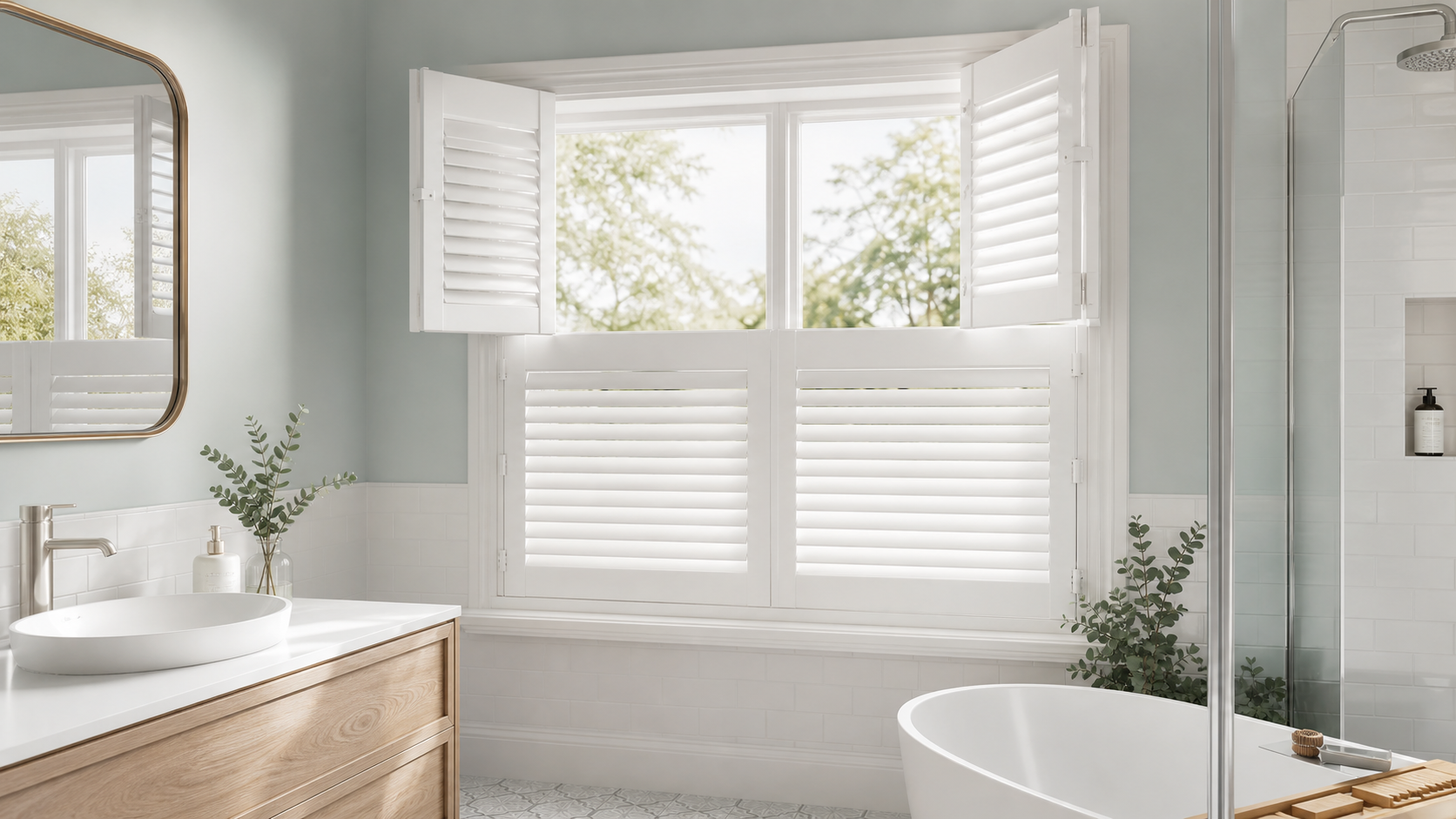 Tier-on-tier shutters in a bathroom