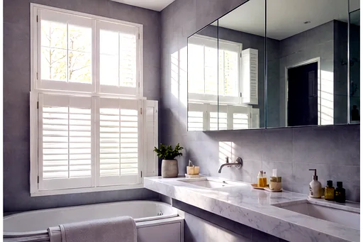 Tier-on-tier shutters in a bathroom